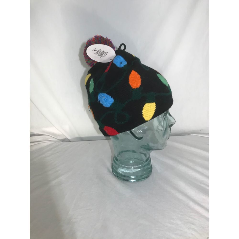 Black Party Beanie W/ Different Color Light Design
